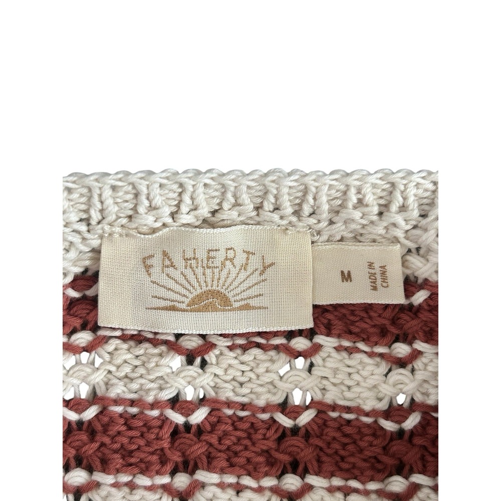 Faherty Seacoast Crochet Sleeveless Dress Sorrento Sand Women's Medium Boho-Chic - Picture 11 of 13